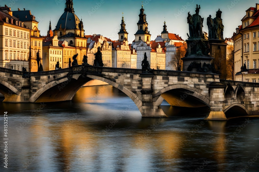Prague castle and Moldau river