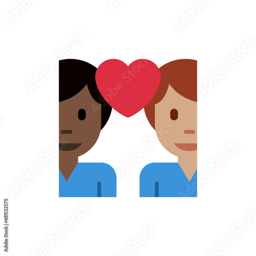 Couple with Heart: Man, Man: Dark Skin Tone, Medium-Skin Tone