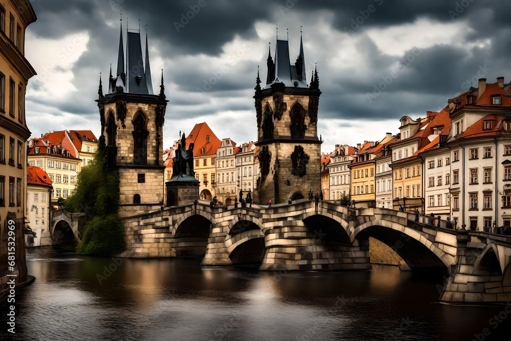 Prague castle and Moldau river
