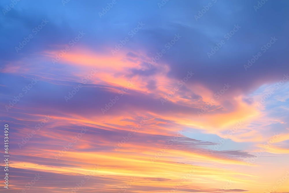 青空とオレンジ色に染まる夕焼け雲 青空とオレンジ色に染まる夕焼け雲