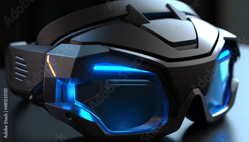 Futuristic protective eyewear for virtual reality adventure and sports innovation generated by AI