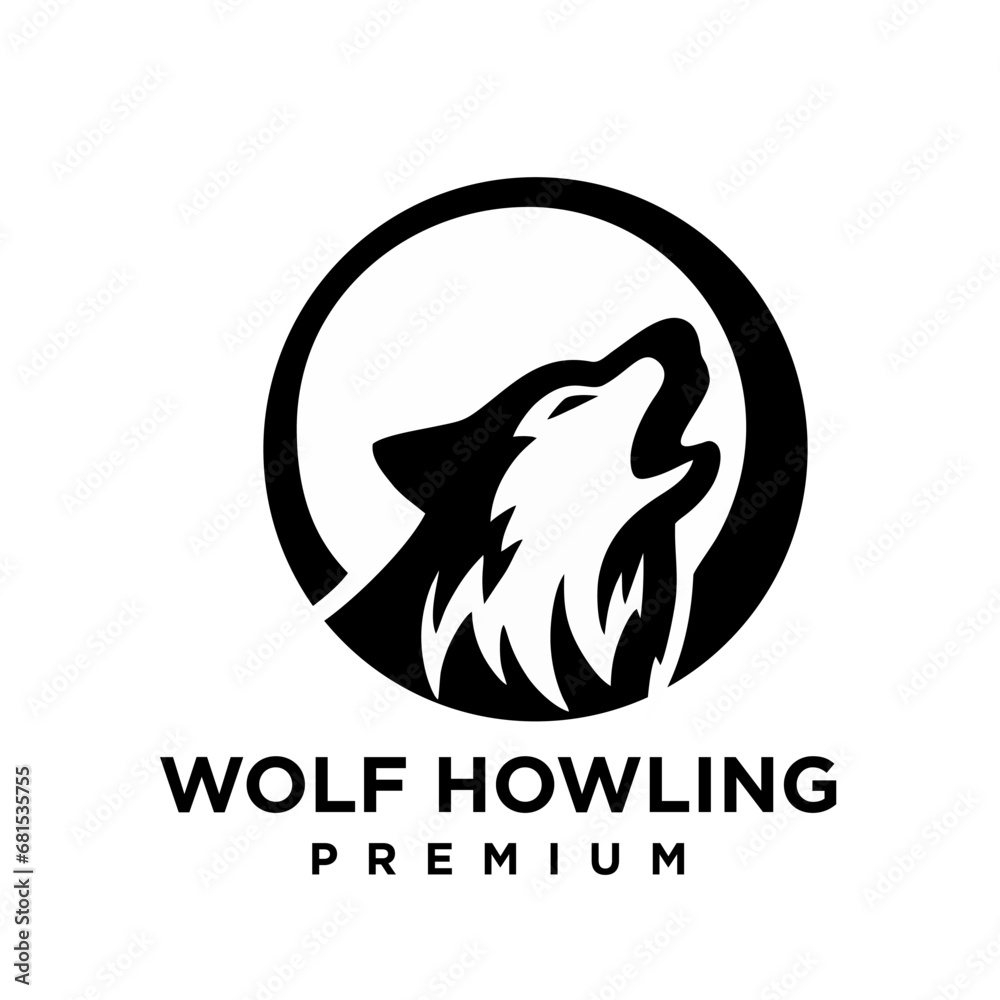 Fototapeta premium Wolf howling head logo icon design illustration
