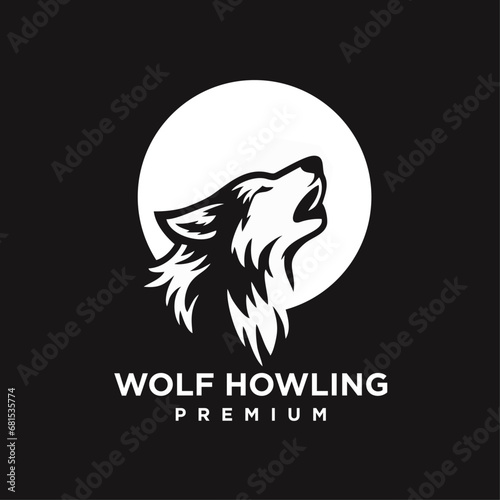 Wolf howling head logo icon design illustration