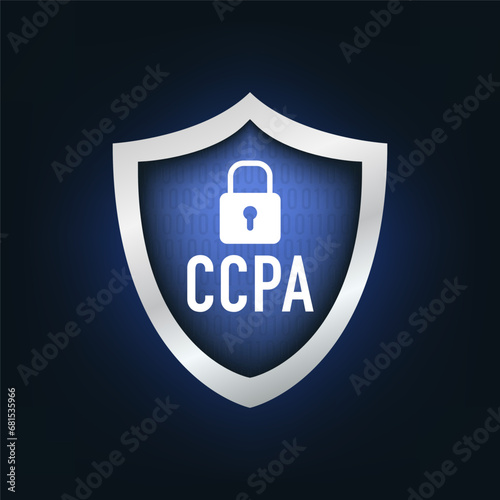 California Consumer Protection Act or CCPA symbol with lock flat vector icon for apps and websites. Consumer protection for residents of California, United States. Vector illustration photo