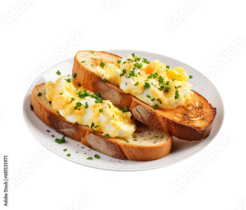 Scrambled Eggs and Toast Isolated on a Transparent Background 