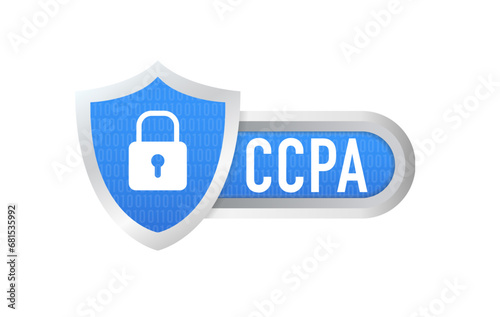 California Consumer Protection Act or CCPA symbol with lock flat vector icon for apps and websites. Consumer protection for residents of California, United States. Vector illustration