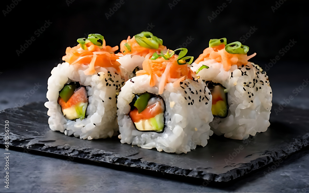 Capture the essence of California Roll in a mouthwatering food photography shot Generative AI Capture the essence of California Roll in a mouthwatering food photography shot Generative AI