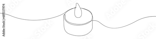 Candle icon line continuous drawing vector. One line Electric safe candle icon vector background. Set of burning candles icon. Continuous outline of Wax, paraffin candle.