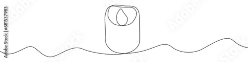 Candle icon line continuous drawing vector. One line Electric safe candle icon vector background. Set of burning candles icon. Continuous outline of Wax, paraffin candle.