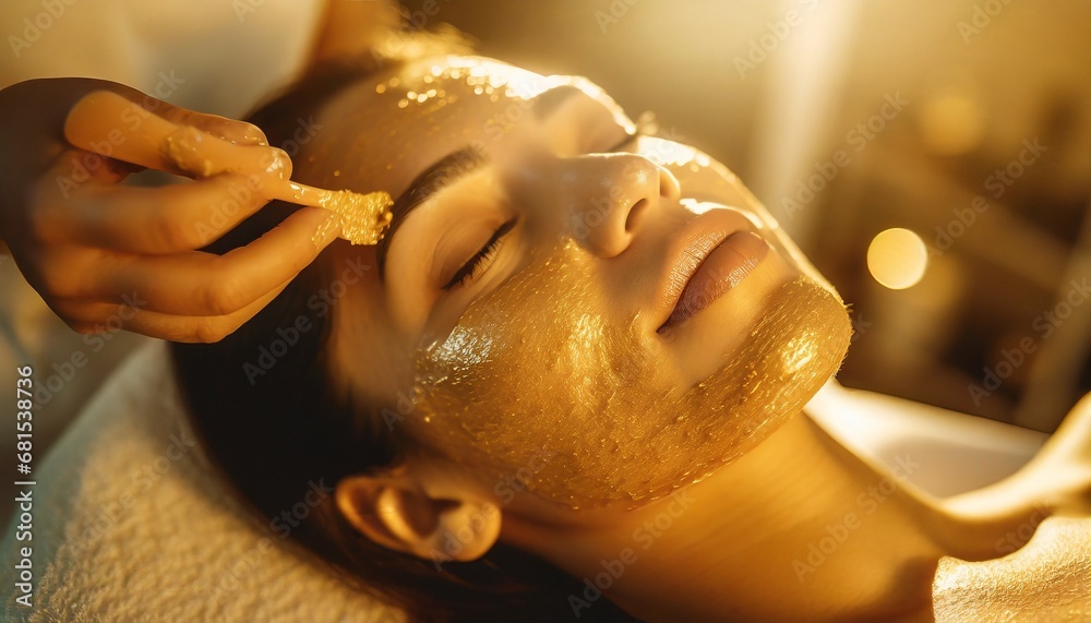 Young woman during face peeling procedure in salon
Young woman during face peeling procedure in salon