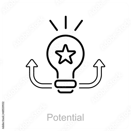 Potential and brain icon concept 