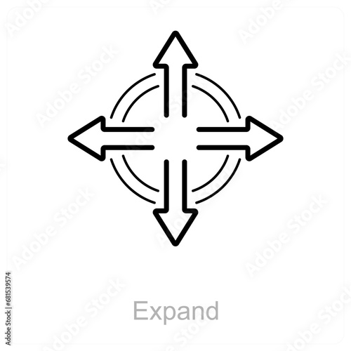 Expand and arrow icon concept 