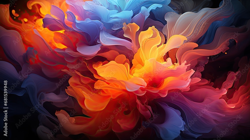Obraz premium Futuristic Technology Artistry - Abstract Desktop Background - Stunning Visualization of Colorful Geometric Patterns - AI-Generated