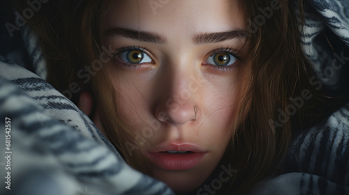 worried young woman, sleepl...