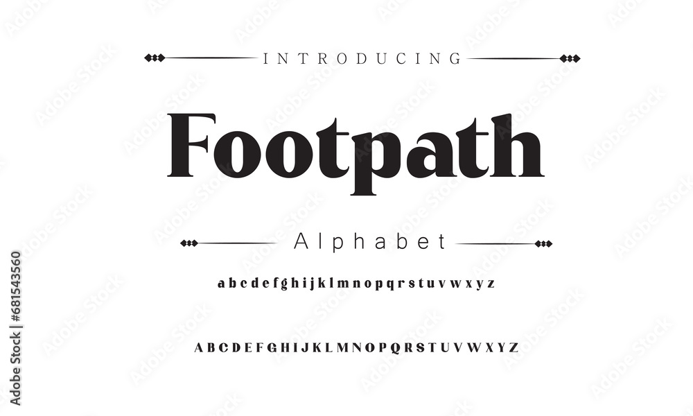 Footpath Vintage decorative font. Lettering design in retro style with label. Perfect for alcohol labels, logos, shops and many other.