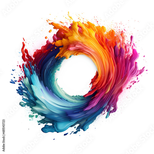 Liquid wave in the shape of a circle, curved motion flow explosion on a white background, abstract concept banner for presentation