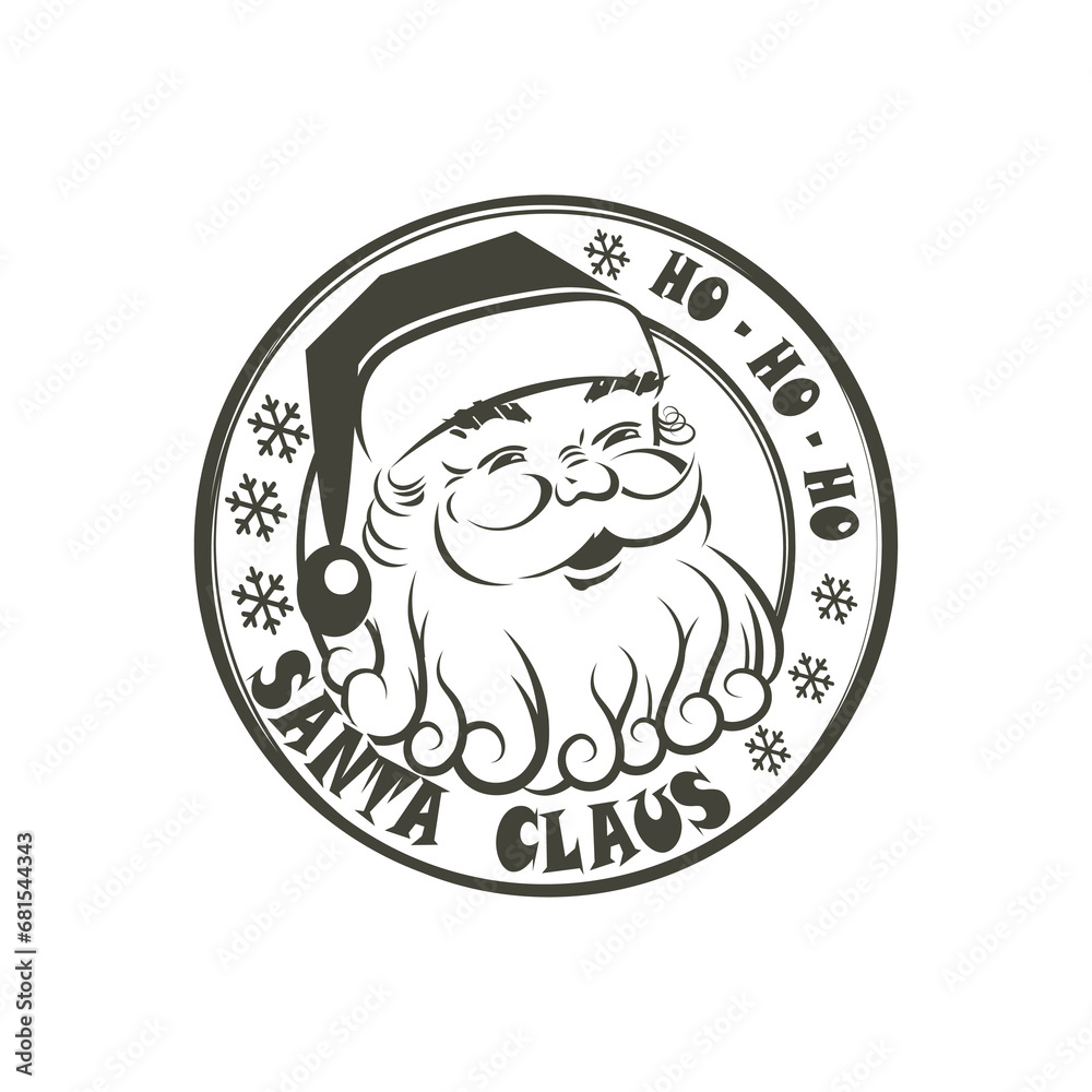 Round print with Santa Claus, Christmas set, isolated design component Round print with Santa Claus, Christmas set, isolated design component