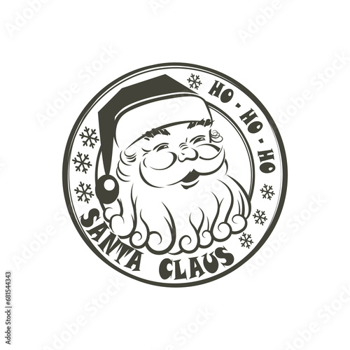 Round print with Santa Claus, Christmas set, isolated design component