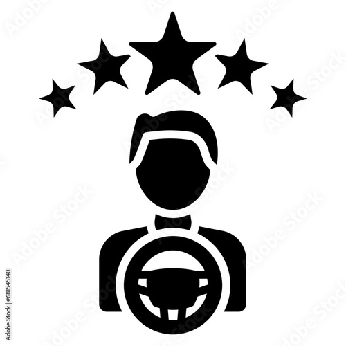 Star Driver glyph icon, related to transportation, ride sharing theme.