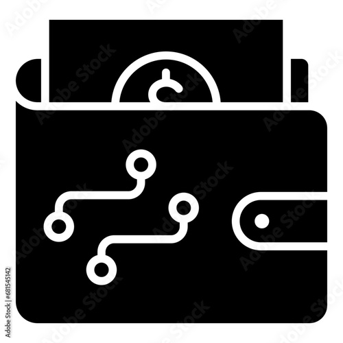 Digital Wallet glyph icon, related to transportation, ride sharing theme.