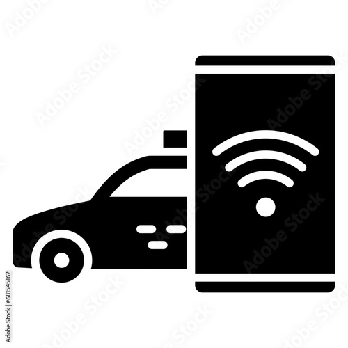 Wifi glyph icon, related to transportation, ride sharing theme.