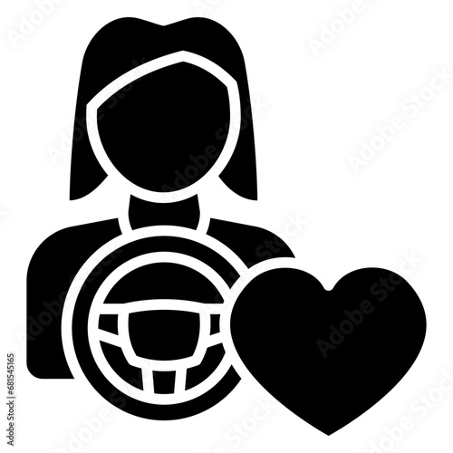 Favorite Driver glyph icon, related to transportation, ride sharing theme.