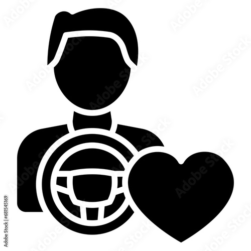 Favorite Driver glyph icon, related to transportation, ride sharing theme.