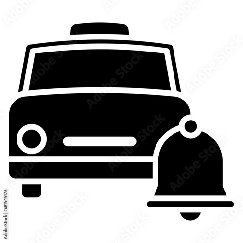 Driver notification glyph icon, related to transportation, ride sharing theme.