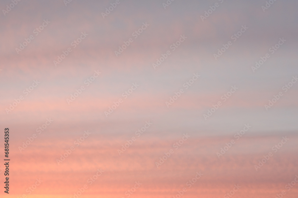 Colorful cloudy sky at sunset. Gradient color. Sky texture. Beautiful abstract nature sunset as background