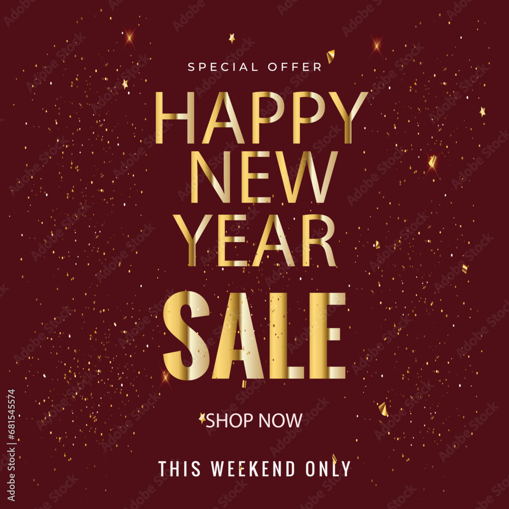 Happy New Year Sale Promotion Banner or Poster for social media