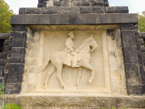 Reiterrelief aus Sandstein - Denkmal für den sächsischen König Albert auf dem Windberg in Freital photo