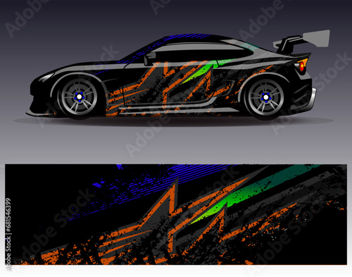 Car wrap design vector.Graphic abstract stripe racing background designs for vehicle  rally  race  adventure and car racing livery