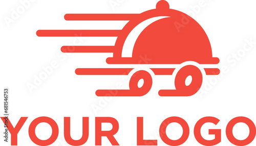 'Speedy Fork' iconic logo design template for food delivery service of fast food restaurant