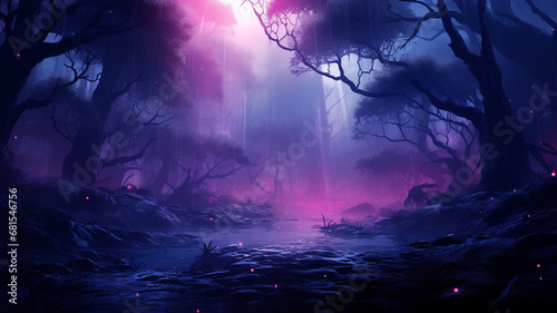 dark night forest in the dark