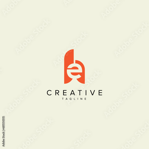 Alphabet HE EH letter modern monogram style logo vector template.