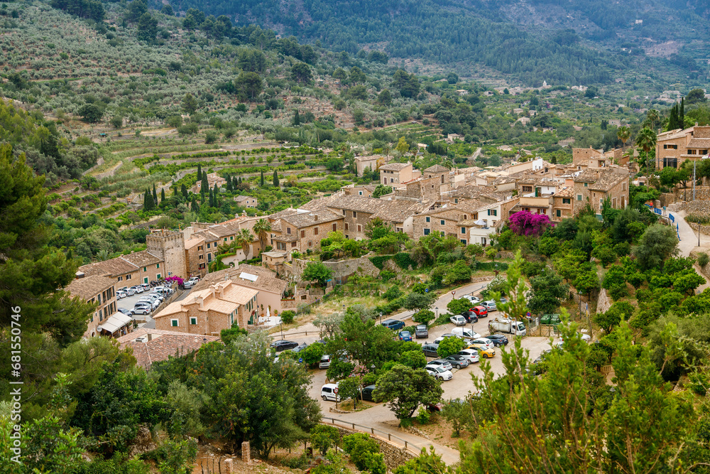 Aerial photo capturing Fornalutx town in Mallorca