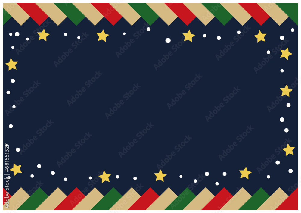 Fototapeta premium クリスマスフレーム北欧風寄木紺背景