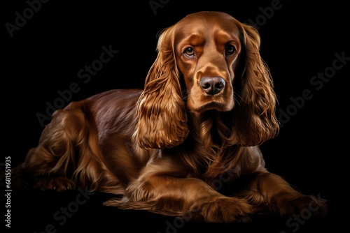 English Cocker Spaniel cute dog isolated on black background © Karlaage