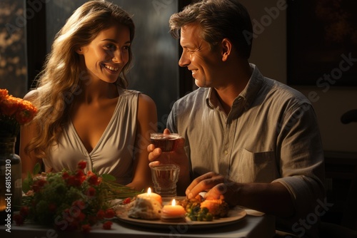 A husband in love brings his wife breakfast