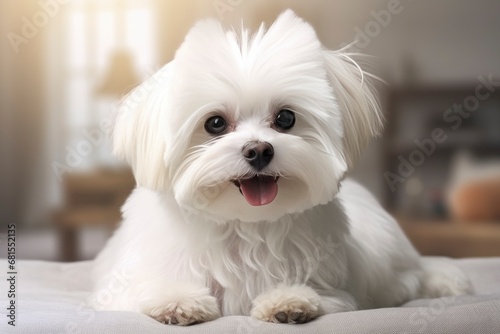 Maltese cute dog isolated on white background