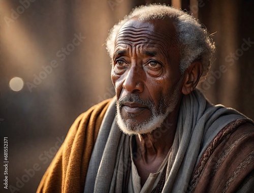 Old African senior man in the street