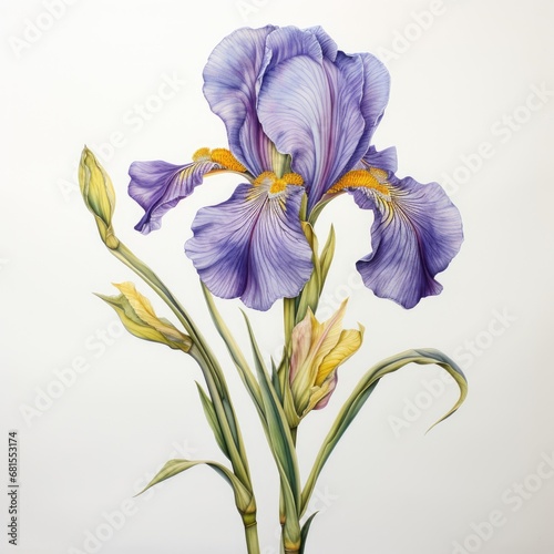 iris detailed watercolor painting fruit vegetable clipart botanical realistic illustration photo