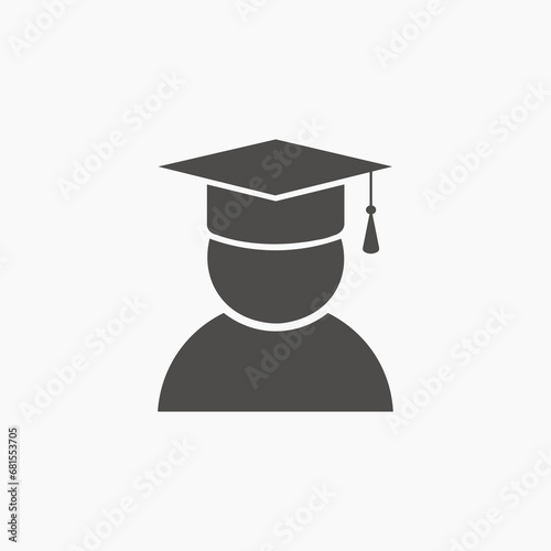 Mortarboard, graduation, knowledge icon vector. education, academic, bachelor, diploma, college, student symbol
