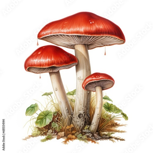 mushrooms detailed watercolor painting fruit vegetable clipart botanical realistic illustration