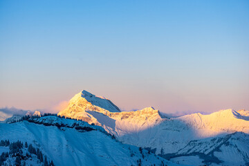 Foto auf Acrylglas Alpen Mont Charvin, Mountain in the french alps covered with fresh snow, in winter. Megève, Haute-Savoie, France  © Nicolas Viard