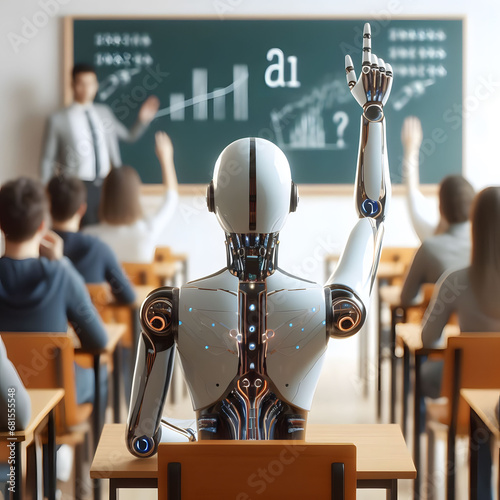 AI learning. robot in classroom 