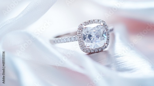 Wedding rings on a white satin background. Close up