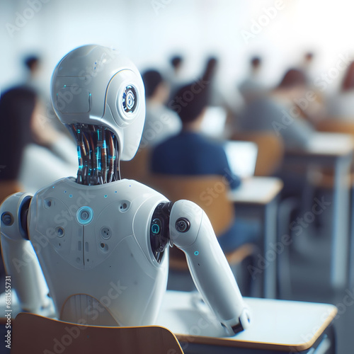 AI learning. robot in classroom 