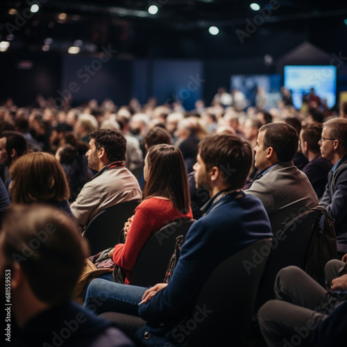 Audience watching a presentation in an auditorium.