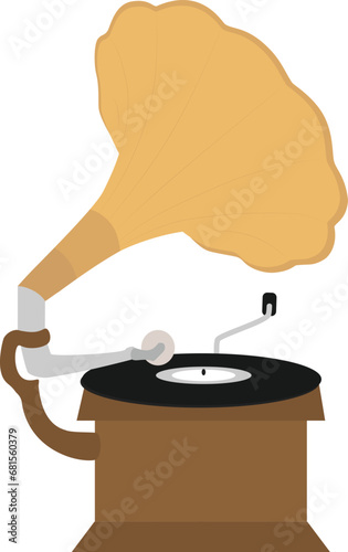 Vector illustration of gramophone isolated in white background